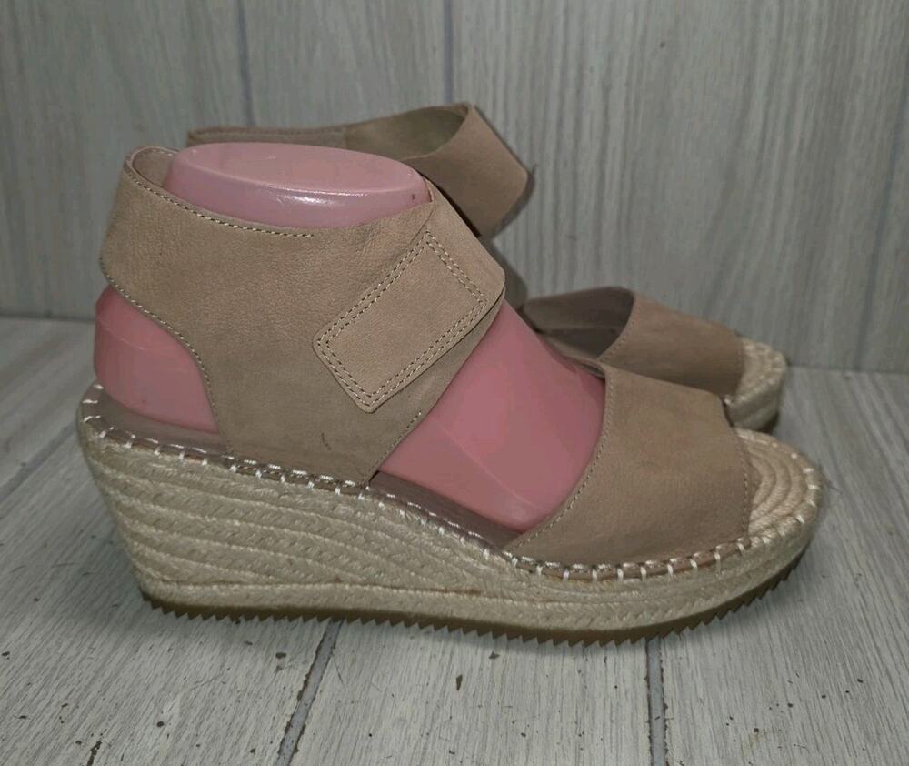 Eileen Fisher Willow Women’s 8.5 Nude Tan Espadrille Wedge Sandals READ